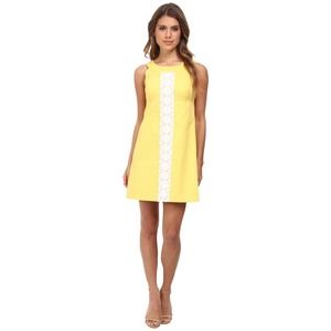 Lilly Pulitzer Jacqueline Shift Dress 4 Women’s Sunglow Yellow White
